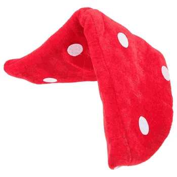 1 Плюшен шапка-гъбичка, красива червено-бял аксесоар за костюми за деца