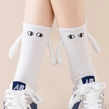 1 чифт чорапи с магнит Ins, модни забавни творчески магнитни атрактивни ръце, Сладки, забавни очите, 3D кукла на уши чорапи на пода