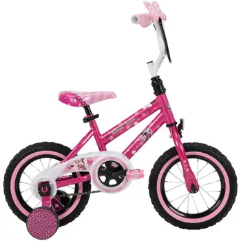 12 инча. Велосипед с тренировочными колела за момичета, розово от