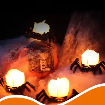 12 опаковки led чаени лампи във формата на тиква, Беспламенные безопасни украса за Хелоуин, бездимни чаени свещи на батерии за партита