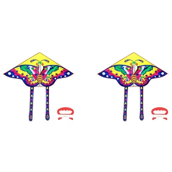 2 Цветни въздушни змия с дълга Опашка, найлонови на хвърчила на открито, Летящи играчки За Деца, Детски кайт-сърф С 50-метрова кайтовой линия с Високо качество