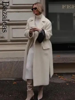 2023 bazaleas store трафика на Зимата Основно дамско Дълго палто Елегантно Дълго палто копчета Trf Warm Woman официалната дамски дрехи