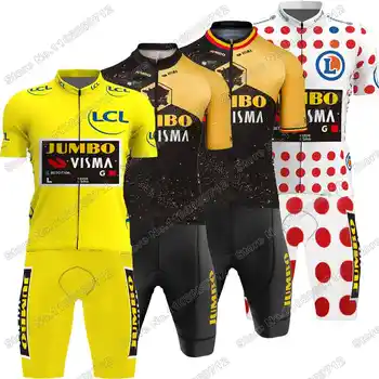 2023 Jumbo VIsma Cycling Team Skinsuit TDF Състезателни Боди Мъжки Комплект Потници За Пътят Мотори МТБ Велосипедна Облекло Гащеризон За Триатлон