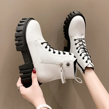 2023 Нови зимни обувки, Обувки на платформа Дамски обувки От изкуствена кожа Ежедневни кръгли Mujers