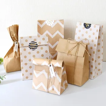 24 комплекта Благодарственных торбички от крафт хартия на точки, Зигзагообразная опаковка за сватба, рожден Ден, Луксозни опаковки за печене, опаковки бисквити