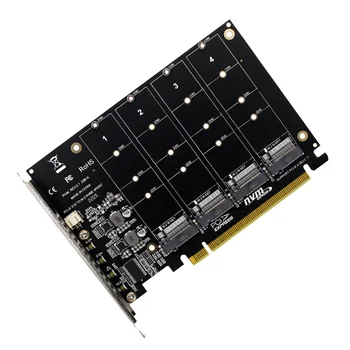 4-Портов M. 2 NVMe SSD устройство PCIE X16M с ключ за Конвертиране на твърд диск, карта за разширяване на Четец скорост на трансфер 4 X 32 gbps