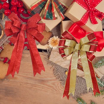 41 cm Голям Коледен декоративен лък, украса за Коледната елха, коледната украса, Ръчно изработени, лъкове от една декоративна лента