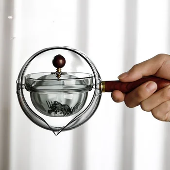 500ml זכוכית קומקום צד כדי להרתיח קומקום חשמלי קרמיקה תנור מסתובב תה תה סט חום קומקום עמיד