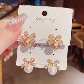 Adolph Тенденция обеци-карамфил с имитация на перли и лък, модни вечерни корейски минималистичные обеци, модни Бижута за жени, подарък на едро 2023