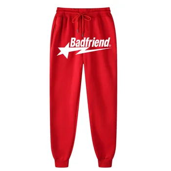 Badfriend Y2K Готически Мъжки Спортни панталони С Дълъг Вътрешен флисом, Улични Унисекс, Дамски панталони в стил Хип-хоп със средна талия