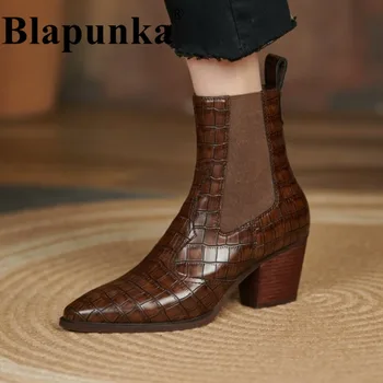 Blapunka, Женски каубойски ботуши от естествена кожа, Дизайнерски обувки 