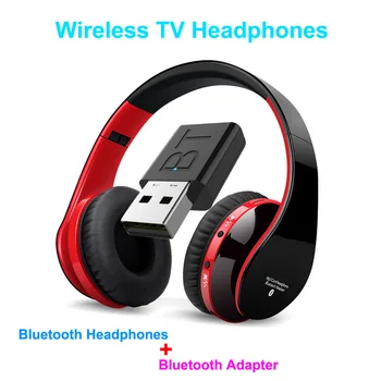 Bluetooth-слушалки RAXFLY TV HiFi, bluetooth-слушалки с микрофон с дълбок бас, безжични слушалки с предавател за телевизора, компютъра, телефона
