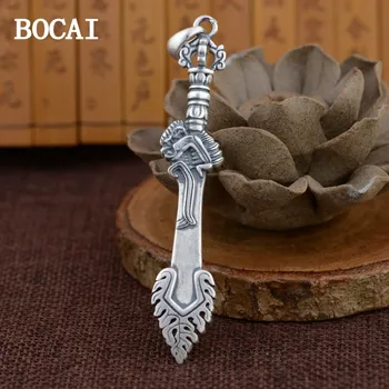 BOCAI Нов S990 от сребро Ретро Персонализирани матиран висулка с меч, ръчна изработка, подарък за мъже и жени