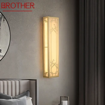 BROTHER Месинг, с монтиран на стената Лампа LED Модерни и Луксозни Мраморни Стенни Тела за интериор на Дома Спални, Хол, Коридор