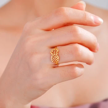 Cazador, Сладки Плодови пръстени с Ананас за жени, Момичета, Бижута от неръждаема Стомана, Златен пръстен на пръста си, подарък за рожден Ден, Тенденция 2023