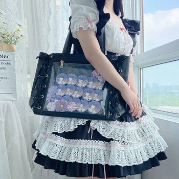 HAEX Kawaii Lolita САМ Ita Дамски Чанти с Високо Качество Изкуствена Кожа и интериор В Японски Стил JK на рамото Bolso Mujer С Лък лента Дамска чанта Тенденция 2023
