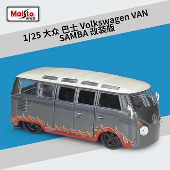 Maisto 1:24 Volkswagen VAN SAMBA Molded под натиска на Модел на превозното средство от Метални сплави VW, Автобус, Статичен Симулатор, Колекция за Възрастни, Коледен Подарък B400