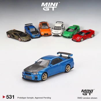 MINI GT 1:64 Модел Автомобил Skyline GT-R (R34) Top Secret Bayside Blue # 531 LHD