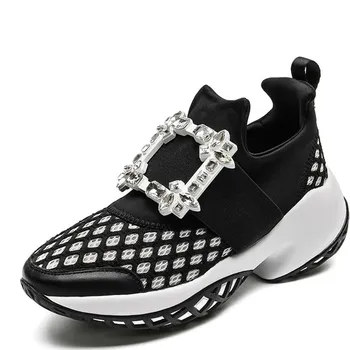MODX 2023/ Маркови маратонки от окото на материала, Маратонки на платформа с кристал в ключалката, Масивни дамски маратонки с дебела подметка, Вулканизированная ежедневни обувки