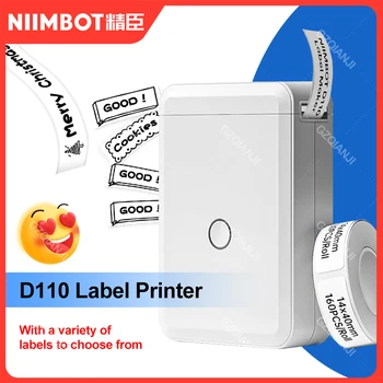 NIIMBOT D110 Машина за Производство на Етикети Син Цвят, с Панделка, Малка Термонаклеивающая Преносима Labeller Машина За принтера, Bluetooth