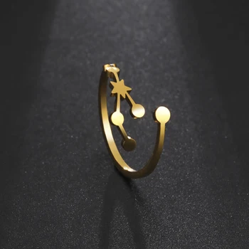 Астрономически Телец Регулируем пръстен за жени от неръждаема стомана с 12 Съзвездия, Бижута на пръст, Зодия, Подарък в Знак на Зодиака 2023, Нова тенденция
