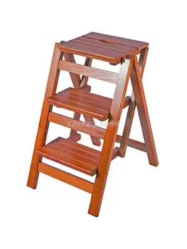 Безплатна доставка домакински многофункционална сгъваема стълба от масивно дърво, три етапа стълба, стол, табуретка, вътрешна стълба за катерене