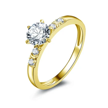 Годежен пръстен от цялото жълто злато QYI 14К, Луксозни Бижута с муассанитом 1 карата, Годежни пръстени с диаманти Пасианс За жени