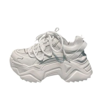 Дамски обувки Есен пешеходната обувки на платформа Дамски дишаща ежедневни спортни обувки от естествена мрежа за жените, обувки за татко