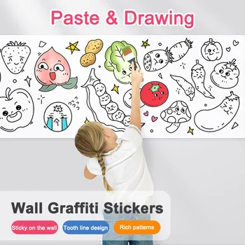 Детски ролка за рисуване, Залепваща цветна хартия за рисуване, Графити, превъртане, за оцветяване, забавни играчки за деца, подарък за дете