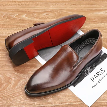 Европейската мъжки нови обувки Lefu, здрава модерен плат на голям подметка, черно и кафяво Размер 38-48, безплатна доставка