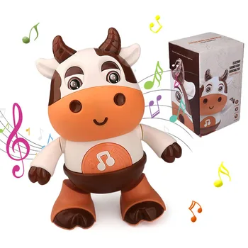 Електрическа Танцуваща играчка за едър рогат добитък, подвижната с музика, играчки за ранно образование, пластмасов светещ кукла за едър рогат добитък за детски подарък за рожден ден