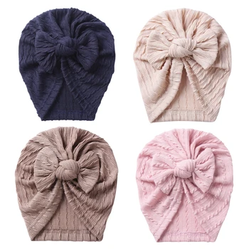 Есенно-зимна шапка за момиченца за новородено, меки вязаная капачка за малки момчета и момичета, Тюрбан, шапка за деца, превръзка на главата с лък