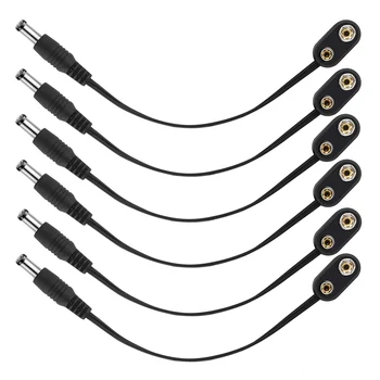 Захранващ кабел тънкия китара педали, 9-вольтовые конектори за батерии, 9-волтов скоба за батерия, захранване за китарни педали, 6 бр
