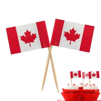 Канадски Topper за Торта, Флаг на Канада, клечка за Зъби, Знамена, Малки Мини-Коли, Топперы за Кифли, за Украса на парти, торта, Знамена