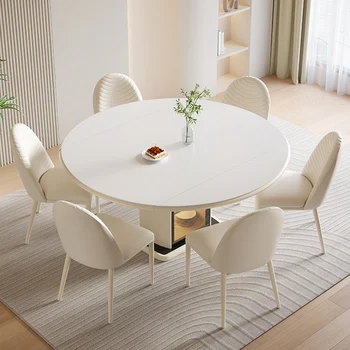 Маса за хранене и кръгла дизайн в скандинавски минималистичном стил за всекидневна, Луксозна маса за Хранене, Японската Бели мебели за антре De Mesa Comedor