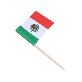 Мексикански знамена-клечки за Зъби 100шт. Флаг за торта от Мексико, знаме на Мексико, Topper за торта, знаме на Мексико, за украса на плодови кексчета за парти