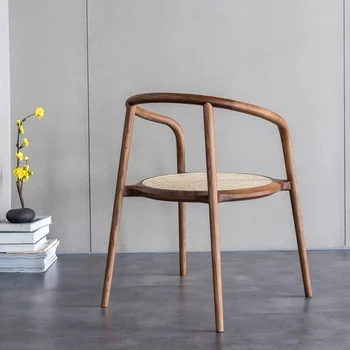 Минималистичен дървен стол за Трапезария в скандинавски Стил, Модерен мек Ергономичен Стол за почивка от ратан, мебели Cadeiras De Jantar