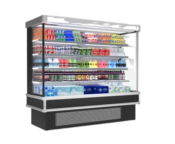 Многопалубный открит хладилник за зеленчуци и плодове в супермаркета, вертикален хладилник-витрина на хладилник