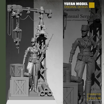 Модел Yufan 1/35 Женски майстор стрелец + Солдатская платформа от смола, безцветен и събрана себе си YFWW-2000