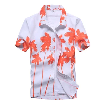 Модерен мъжки Хавайска риза, Мъжки Ежедневни плажни ризи с цветен принтом, Къс ръкав