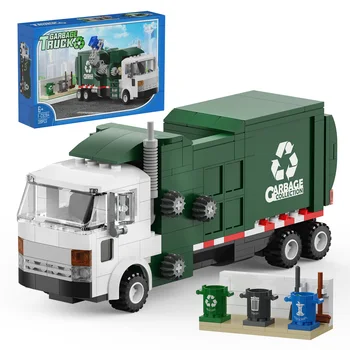 Монтаж на мусоровоза MOC, събиране на тухли, дизайнери, детски хоби играчки