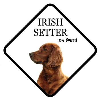 Мультяшная стикер на колата Ирландски СЕТЕР, авто знак, Vinyl стикер на прозореца на багажника, фигура за любителите на домашни кучета 13 см x 13 см