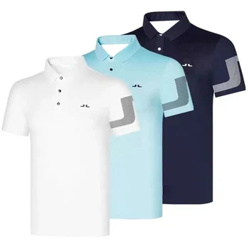 Мъжка тениска за голф с къс ръкав, спортни бързосъхнеща дишаща тънка модерна риза с къси ръкави, устойчив на абразия висококачествен трикотаж