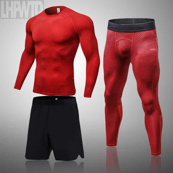 Мъжки компресиране спортни облекла за бягане, тениска за бодибилдинг, бельо за велоспорта, быстросохнущий спортен костюм за спорт, Мъжки костюм за бягане