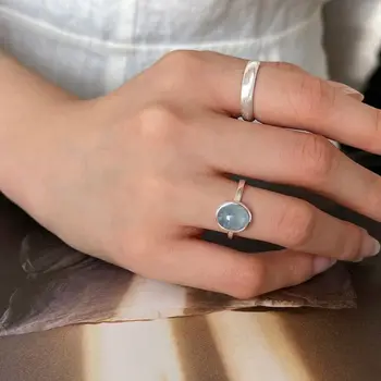 Нишевый Дизайн, Мед, подарък за момиче, Син Циркон, Прости модни бижута Y2K, Винтажное пръстен, Пръстен в корейски стил, Женски който отваря пръстен