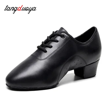 Обувки за латино танци за мъже, професионална кожени обувки за джаз танци за момчета, Детски обувки за танцуване на Танго, мъжки танцови обувки национален стандарт за деца