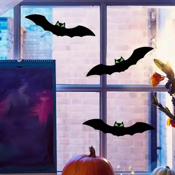 Окачен призрачен декор под формата на прилеп за Хелоуин, летяща дървена бухалка със светещи очи, в знак на двора за градинска партита, декорация на дома, Призрачен