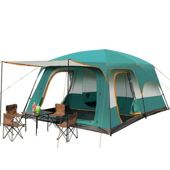 Палатка за нощуване на открито, Преносима Непромокаемая Двупластова палатка 3-5 Души, Една спалня, Една зала, Палатката е с малък размер