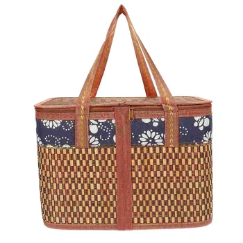 Преносима бамбук кошница за опаковане на Подаръци за пикник кошница от Ракита за съхранение с капак за пикник