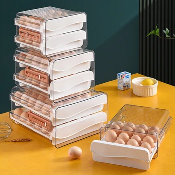 Прозрачна Кутия за съхранение на яйца, съд За Хладилник, Кутии-Организаторите, Пластмасови Контейнери за съхранение на Яйца, Хладилници, Държач за яйца